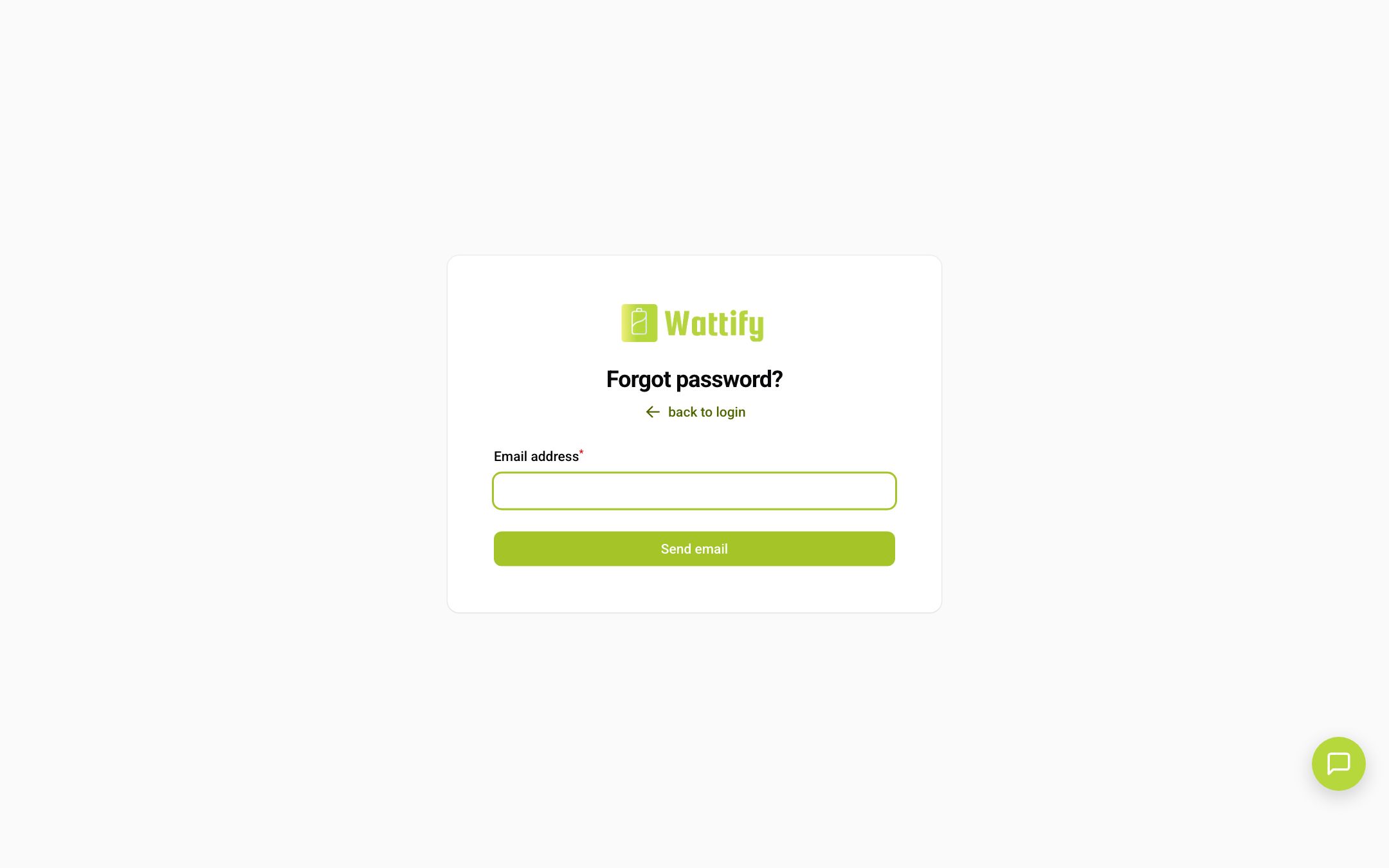 The form for requesting a new password