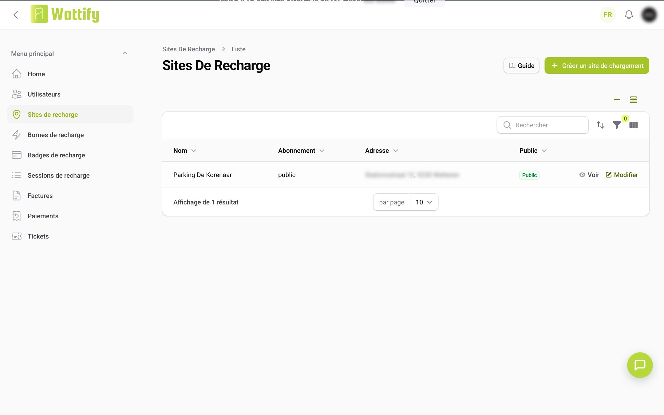 L'aperçu Sites de recharge