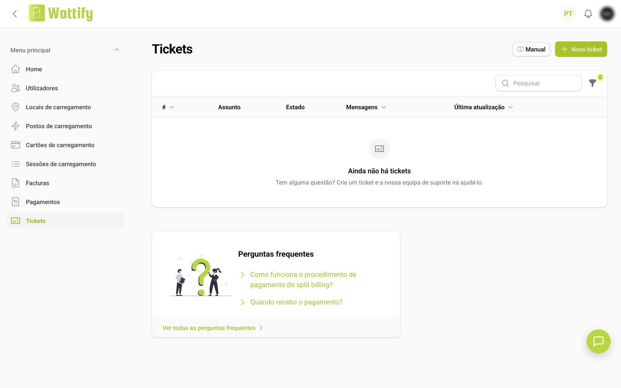A lista Tickets
